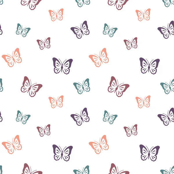 パステルカラーの蝶はシームレスなパターン 紙の蝶のデザイン — ストックベクタ
