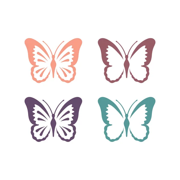 Ensemble Vectoriel Coloré Papillon Papillons Illustration Mignonne — Image vectorielle