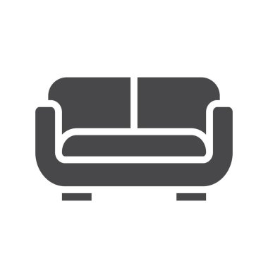 Koltuk ya da kanepe siyah izole vektör simgesi.