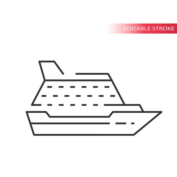 Cruise Ship Liner Thin Line Vector Icon Editable Stroke — Stock Vector