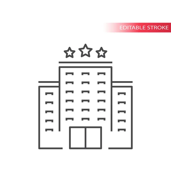 Hotel Gebäude Dünne Linie Vektor Symbol Umrissenes Hotel Editierbarer Strich — Stockvektor