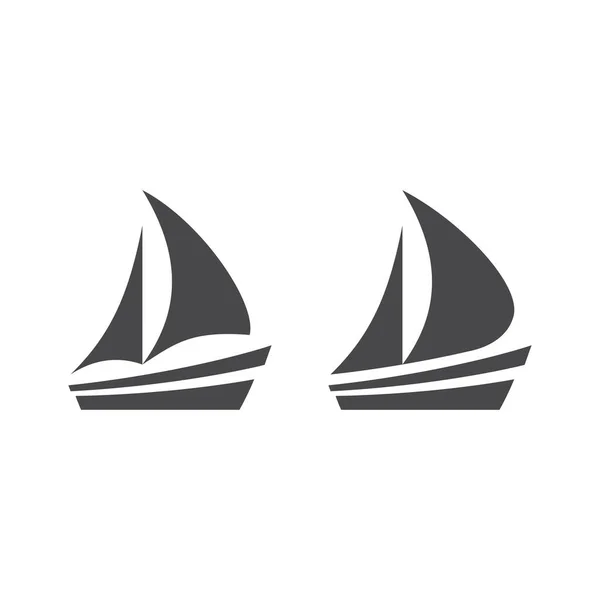 ボートやヨットの単純な黒いベクトルアイコン ボートピクトグラムグリフシンボル — ストックベクタ