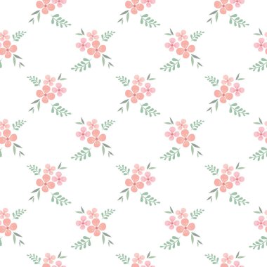 Çiçekli, kusursuz desenli bir çiçek deseni. Pembe çiçekli klasik desen, eski tarz.