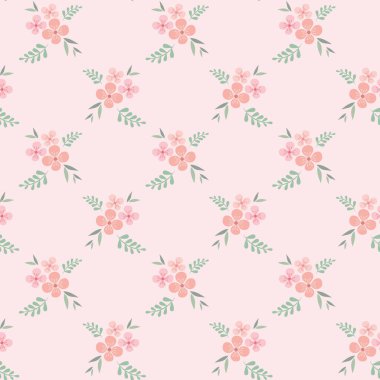 Çiçeksiz desen tasarımı. Duvar kağıtları, baskılar ve kumaşlar için pembe çiçekler klasik desen.