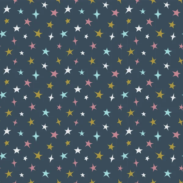 Estrellas Coloridas Cielo Nocturno Sin Costuras Patrón Azul Rosa Estrella — Archivo Imágenes Vectoriales