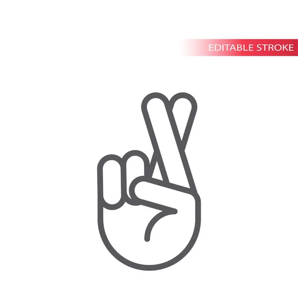 Fingers Crossed Hand Gesture Line Vector Icon Crossed Fingers Sign — Stock Vector