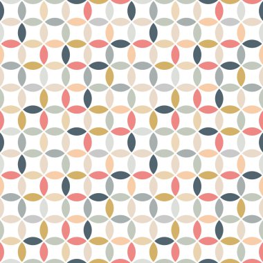 Çemberin renksiz desen tasarımı. Yazdırma, arkaplan, kumaş için renkli vektör geometrik desen daireleri.