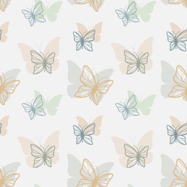 Kelebekler renksiz desenli dizayn yaparlar. Yazdırma, arkaplan, kumaş için renkli kelebek deseni.