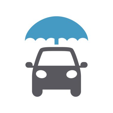 Siyah vektör ikonlu bir araba. Araba sigortası sembolü.