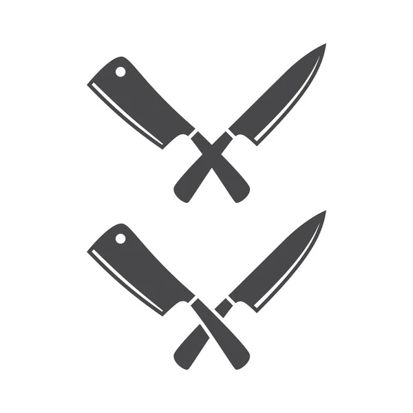 Couteaux Cuisine Croisés Icône Vectorielle Couteau Chef Cuisine Symbole Noir — Image vectorielle