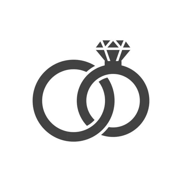 Anillos Boda Enredados Icono Vector Negro Novia Novio Anillo Diamantes — Archivo Imágenes Vectoriales