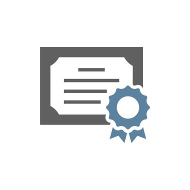 Diploma kağıdı siyah vektör simgesi. Rozetli sertifika basit sembol.