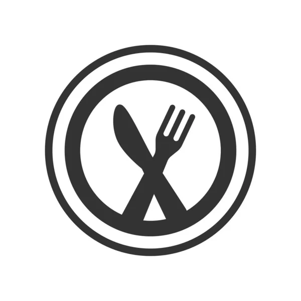 Faca Garfo Ícone Vetor Preto Placa Refeição Logotipo Restaurante Símbolo — Vetor de Stock
