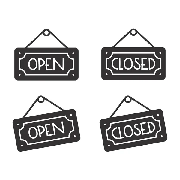 Open Closed Sign Vector Icon Store Board Door Notice Symbol — Stock Vector