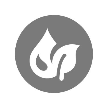 Yaprak ve damla etiketli doğal yağ. Organik yağ çemberi etiketi.