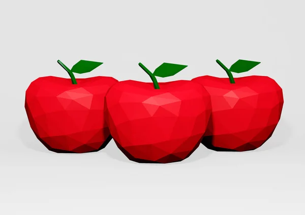 Närbild Låg Poly Apple Isolerad Vit Bakgrund Illustration — Stockfoto