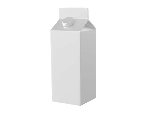 Vit Mjölk Box Isolerad Vit Bakgrund Perspektivvy Illustration — Stockfoto