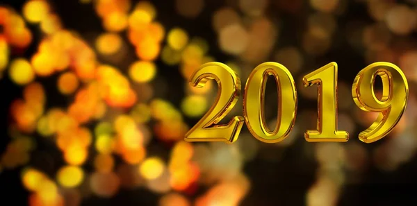 Number 2019 New Year Blurred Light Background — Stock Photo, Image