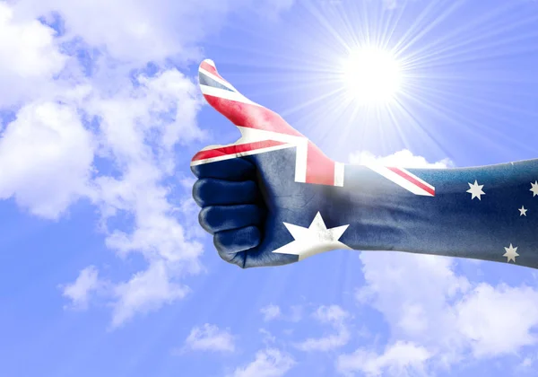 National Flag Australia Painted Hands People Closed Fist Celebrating Day — Stock Photo, Image