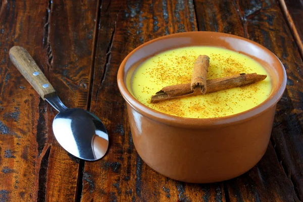 Curau Creme Milho Doce Sobremesa Típica Culinária Brasileira Com Canela — Fotografia de Stock