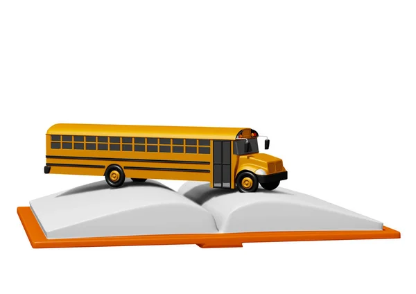 白い背景の分離本スクールバス 学校のコンセプトです レンダリング — ストック写真