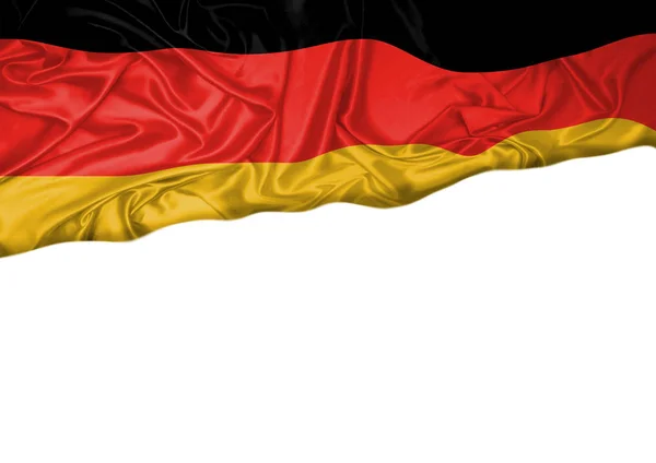 Die Deutsche Nationalflagge Wurde Draußen Vor Weißem Hintergrund Gehisst Deutschland — Stockfoto