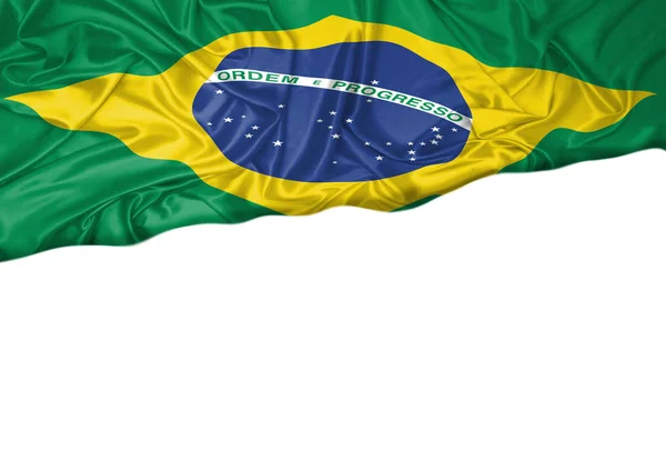 Bandiera Nazionale Del Brasile Issata All Aperto Con Sfondo Bianco — Foto Stock