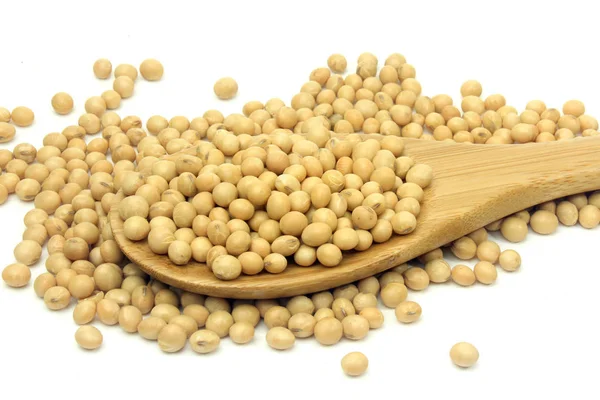 Rauwe Sojabonen Verse Biologische Voeding Geïsoleerd Een Witte Achtergrond Closeup — Stockfoto