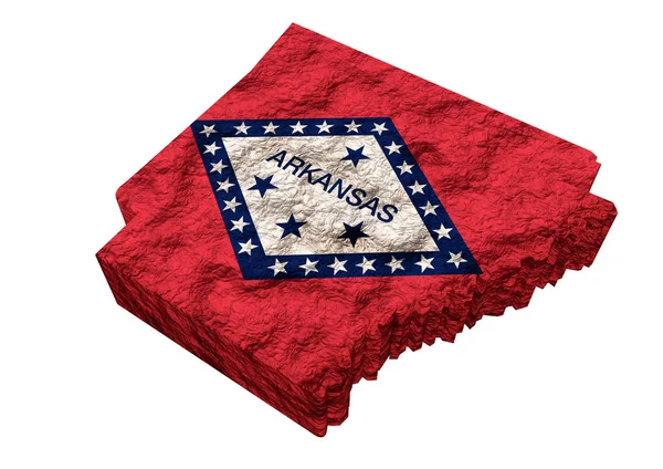美国阿肯色州地图, 有国旗, 美利坚合众国 — 图库照片