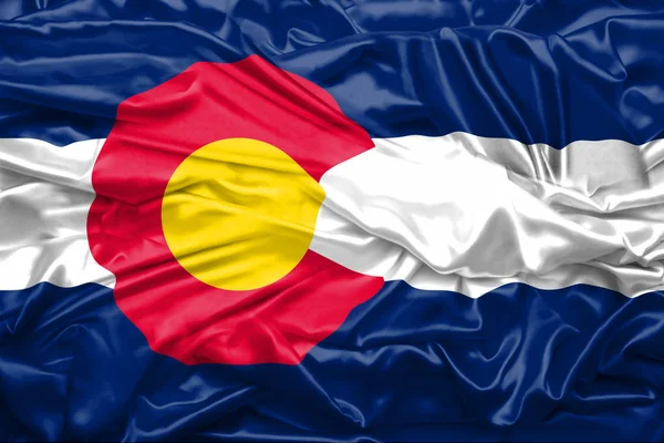 美国科罗拉多州国旗上柔软光滑的丝绸纹理 — 图库照片