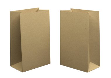 beyaz arka plan üzerinde izole geri dönüşümlü kraft kağıt, iki Çanta. Tasarım için mockup