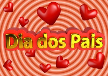 Çevreler arka plan ile Portekizce metin Happy Babalar Günü. Brezilya promosyon damgası