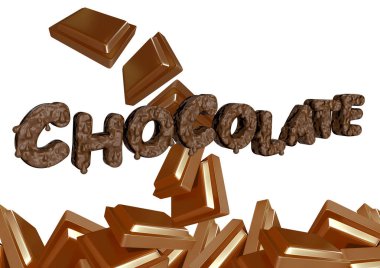 kelime çikolata beyaz arka plan üzerinde tatlı bir şurup olarak kremsi tipografi ile yazılmış