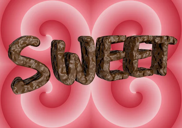Søde ord skrevet med cremet chokolade bogstaver på lyserød spiral baggrund - Stock-foto