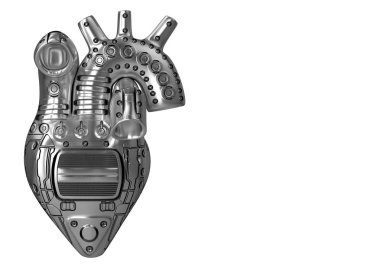 Çelik kalp beyaz arka plan üzerinde izole. Kalp bakımı kavramı