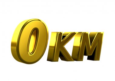 Beyaz arka plan üzerine 0 kilometre lik yazı. 0km henüz yollarda tahrik değil yeni araçların atama