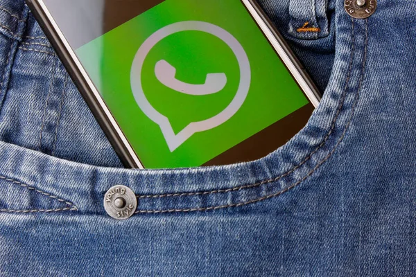 Rio Janeiro Brazil February 2020 Logo Whatsapp Smartphone Screen Moto — Stock Photo, Image