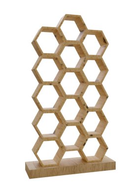 Rafları, kompartımanları ya da çekmecesi olan eski ahşap kutu, boş, beyaz arka planda izole edilmiş kitaplar, ayakkabılar ve giysiler depolamak için. 3B görüntüleme