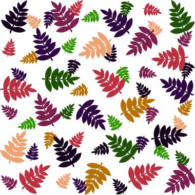 Parlak yapraksız desen, sonbaharda beyaz arkaplan düzenlenebilir vektör illüstrasyonunda renkli yapraklar