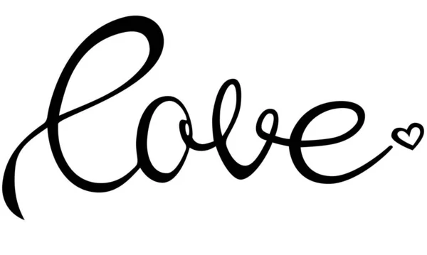 Liebe Schriftzug Zeichen Handgeschriebenes Wort Liebe Und Herzform Isoliert Auf — Stockvektor
