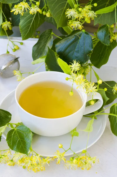 Medicina alternativa. Terapia erboristica. Tè ai fiori di tiglio . — Foto Stock