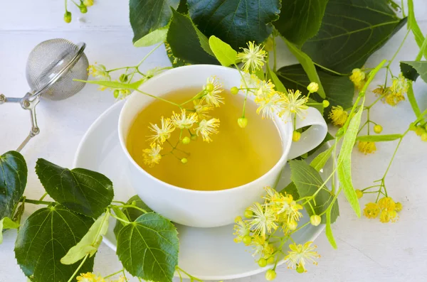 Medicina alternativa. Terapia herbal. Chá de flor de limão . — Fotografia de Stock