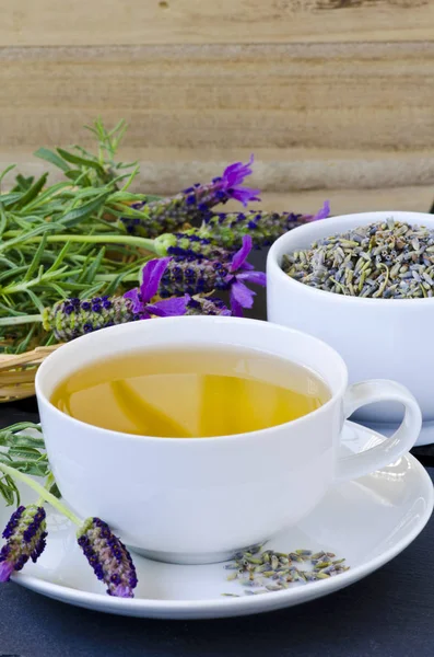 Medicina alternativa. Terapia herbal. Chá de lavanda . — Fotografia de Stock