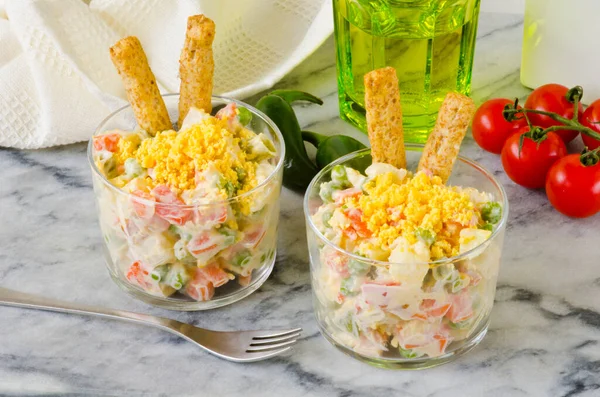 Spanish Tapas Russian Salad Glass Plate Ensaladilla Rusa Also Know — Stock Photo, Image