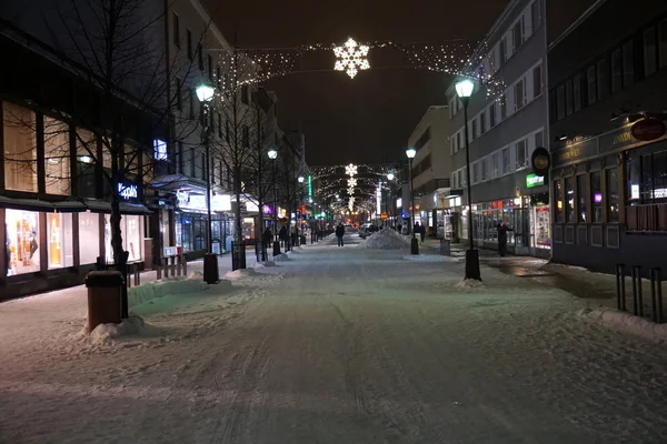 Kajaany Vuokatti Finlandia Stycznia 2018 Street Urządzone Boże Narodzenie — Zdjęcie stockowe