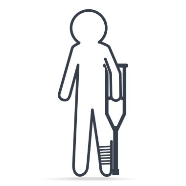 Bandaj işareti simgesi olan adam yaralı. Tıbbi işareti basit hat illüstrasyon