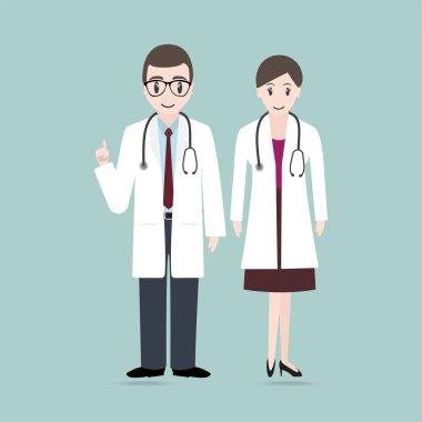 Doktor ve hemşire illüstrasyon simgesi. Tıp kavramı