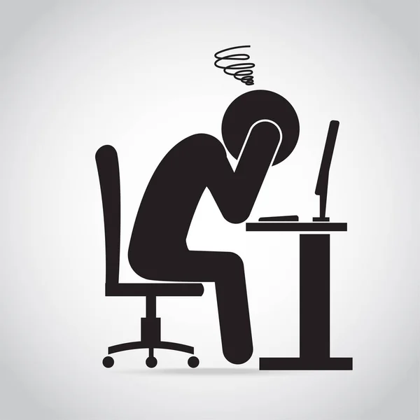 Άνθρωπος Πονοκέφαλο Πόνο Εικονίδιο Άνθρωπος Ανήσυχος Ένα Εικονίδιο Εργασία Γραφείο — Διανυσματικό Αρχείο