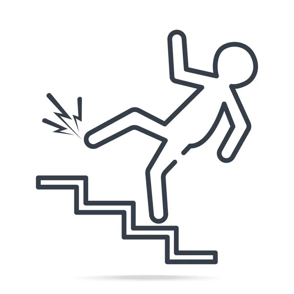男人走在楼梯上受伤的图标 人受伤符号简单线条图标图示 — 图库矢量图片