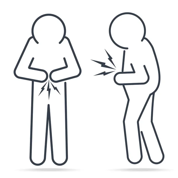 胃痛人标志图标 符号简单行图标插图 — 图库矢量图片